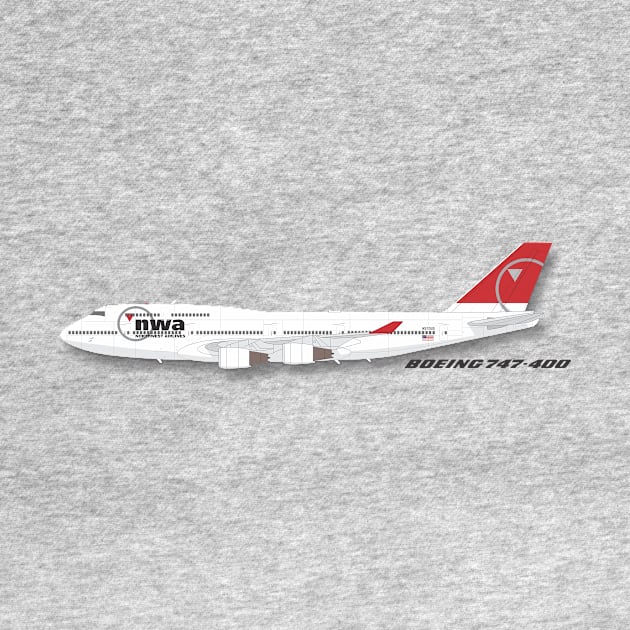 Northwest Airlines Boeing 747-400 airliner by GregThompson